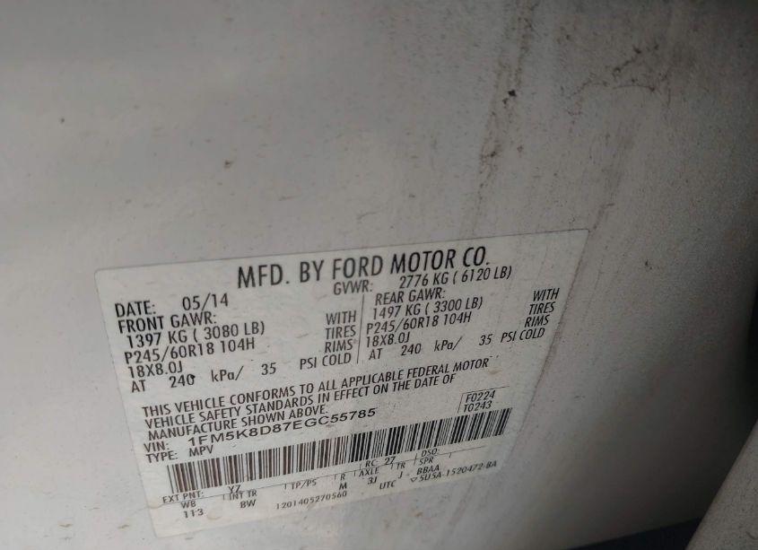 Photo 9 of 2014 Ford Explorer XLT (VIN 1FM5K8D87EGC55785)