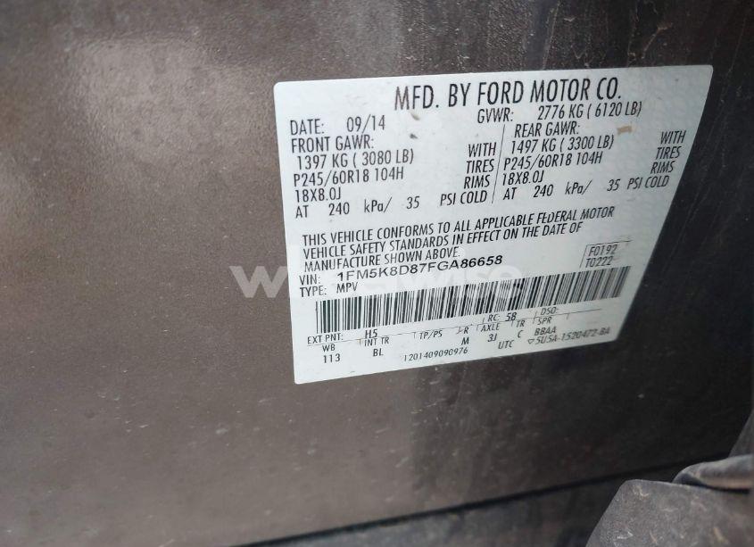 Photo 9 of 2015 Ford Explorer XLT (VIN 1FM5K8D87FGA86658)