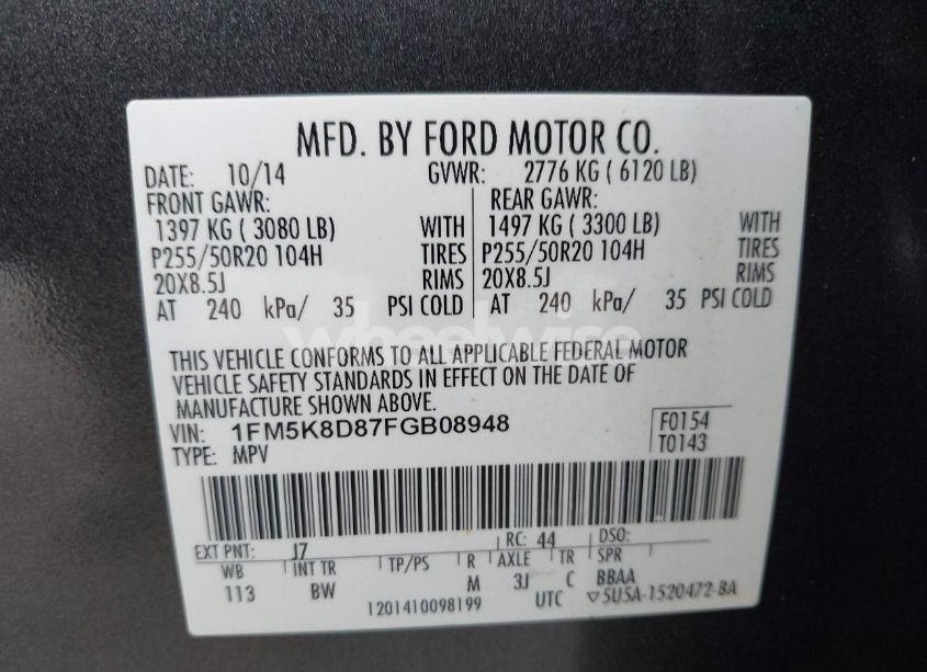 Photo 9 of 2015 Ford Explorer XLT (VIN 1FM5K8D87FGB08948)