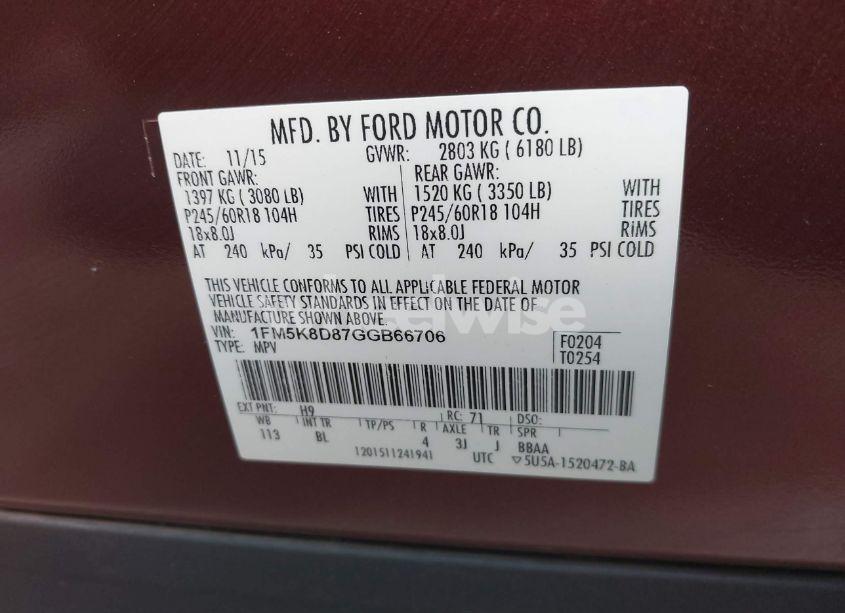 Photo 9 of 2016 Ford Explorer XLT (VIN 1FM5K8D87GGB66706)