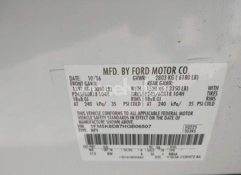 Photo 9 of 2017 Ford Explorer XLT (VIN 1FM5K8D87HGB06507)