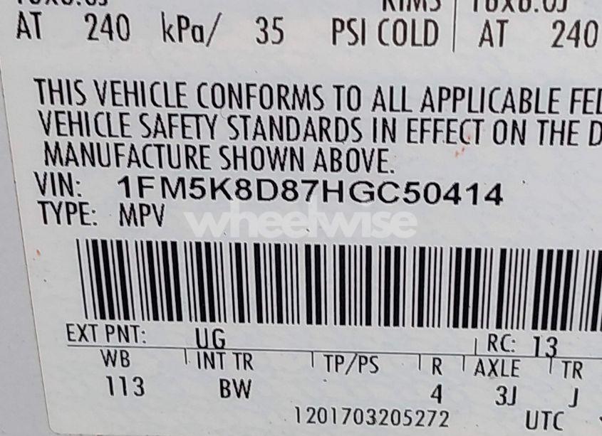 Photo 9 of 2017 Ford Explorer XLT (VIN 1FM5K8D87HGC50414)