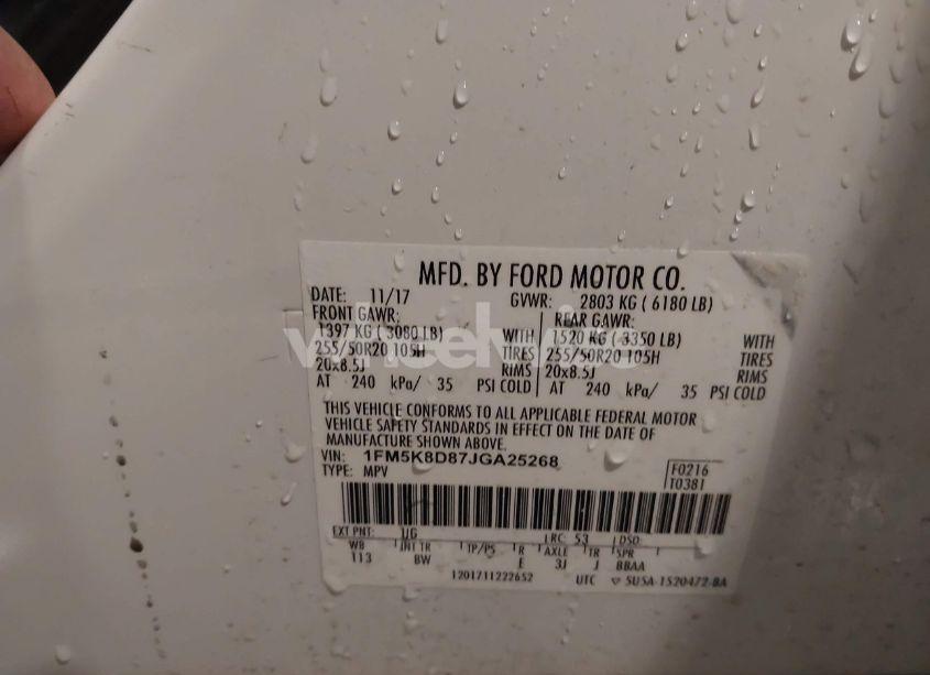 Photo 9 of 2018 Ford Explorer XLT (VIN 1FM5K8D87JGA25268)