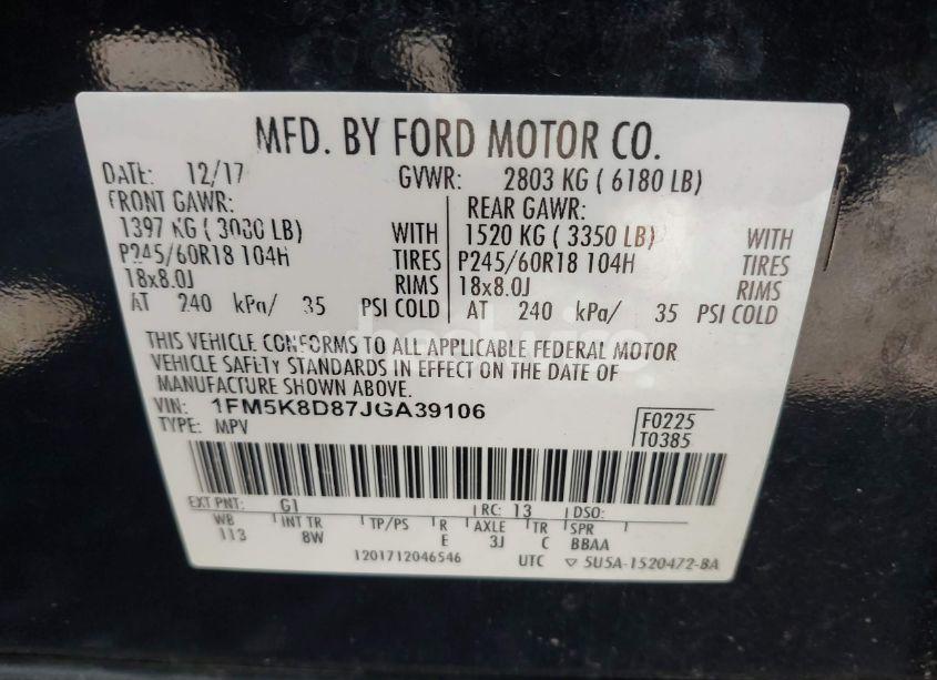 Photo 9 of 2018 Ford Explorer XLT (VIN 1FM5K8D87JGA39106)