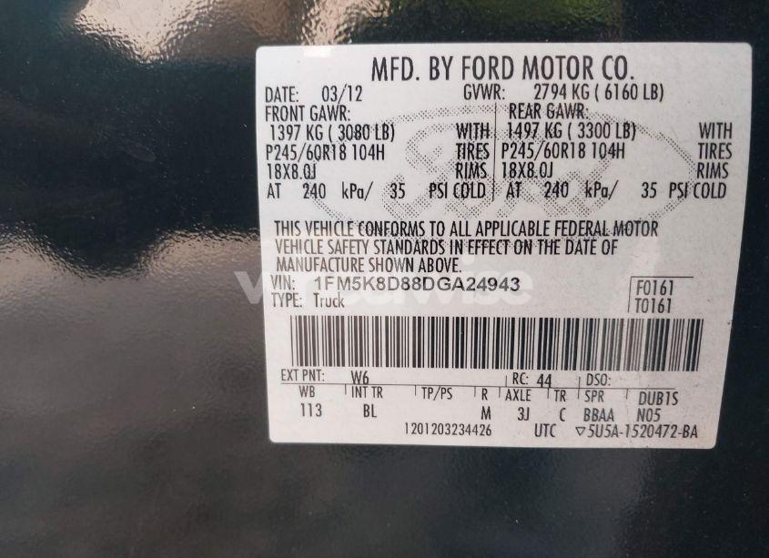 Photo 9 of 2013 Ford Explorer XLT (VIN 1FM5K8D88DGA24943)