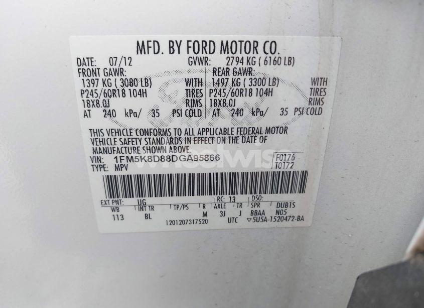 Photo 9 of 2013 Ford Explorer XLT (VIN 1FM5K8D88DGA95866)