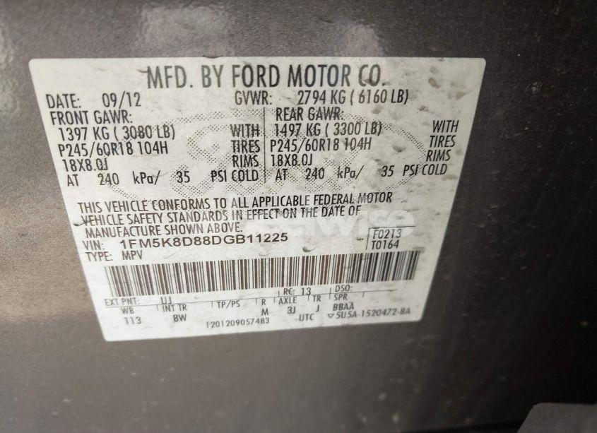 Photo 9 of 2013 Ford Explorer XLT (VIN 1FM5K8D88DGB11225)