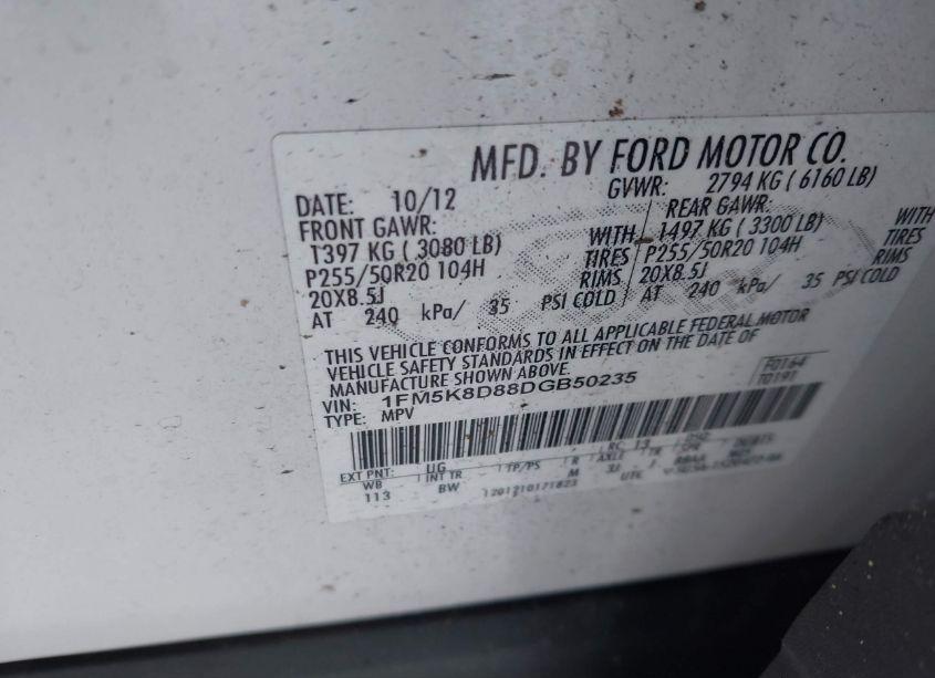 Photo 9 of 2013 Ford Explorer XLT (VIN 1FM5K8D88DGB50235)