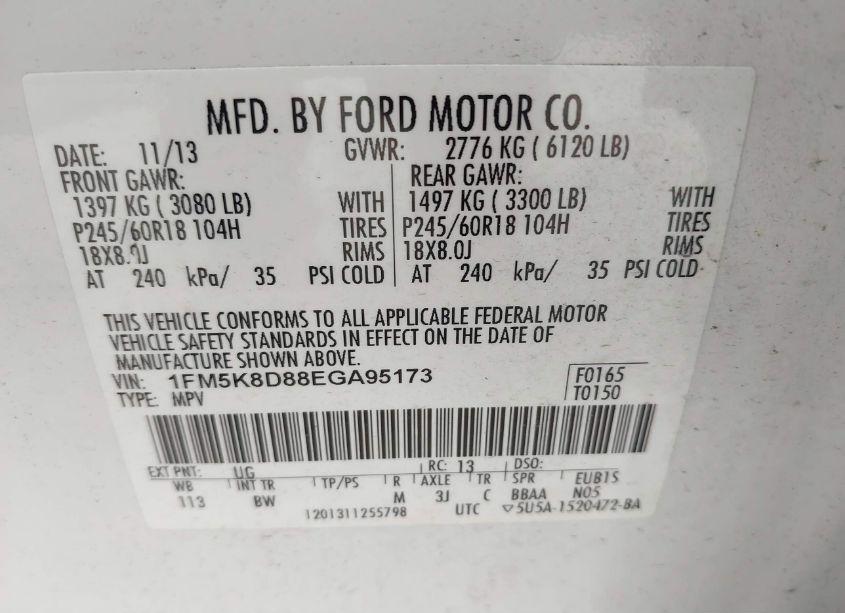 Photo 9 of 2014 Ford Explorer XLT (VIN 1FM5K8D88EGA95173)