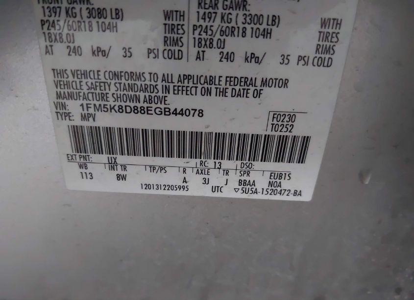 Photo 9 of 2014 Ford Explorer XLT (VIN 1FM5K8D88EGB44078)