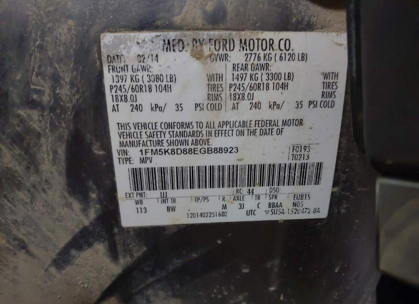 Photo 9 of 2014 Ford Explorer XLT (VIN 1FM5K8D88EGB88923)