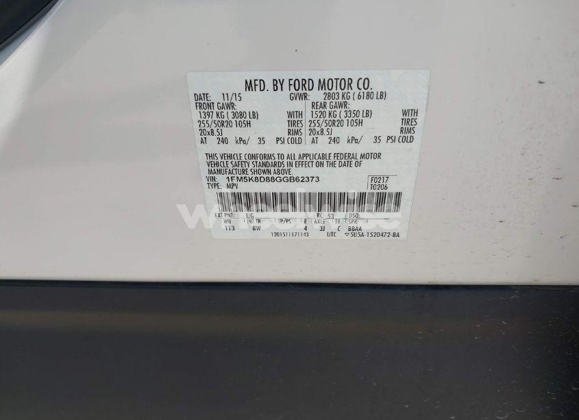 Photo 9 of 2016 Ford Explorer XLT (VIN 1FM5K8D88GGB62373)