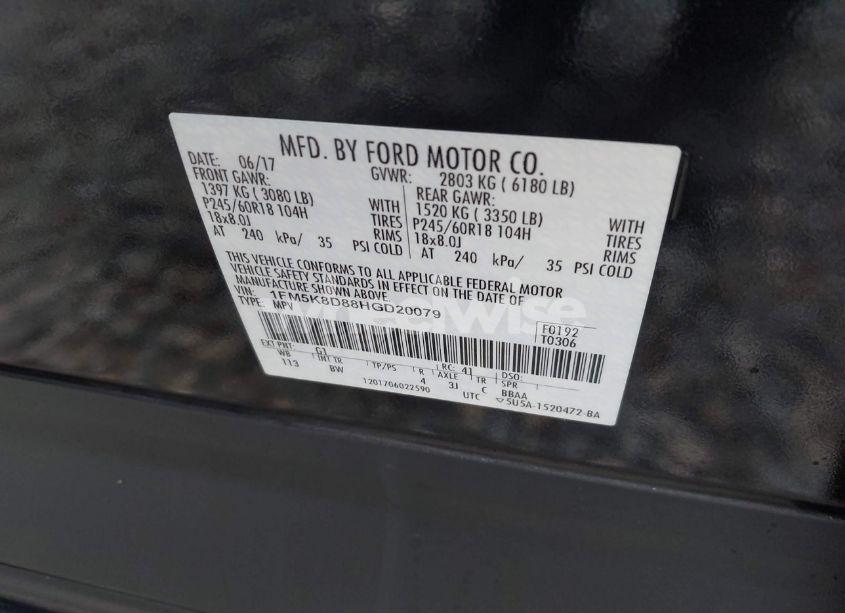 Photo 9 of 2017 Ford Explorer XLT (VIN 1FM5K8D88HGD20079)