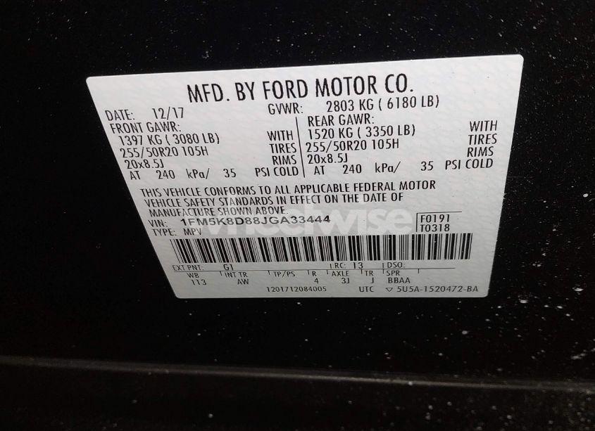 Photo 9 of 2018 Ford Explorer XLT (VIN 1FM5K8D88JGA33444)