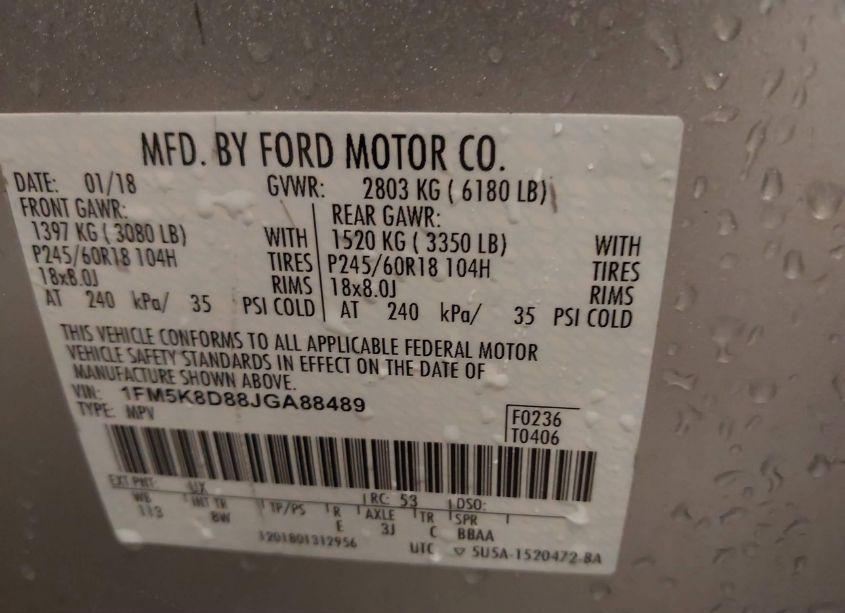 Photo 9 of 2018 Ford Explorer XLT (VIN 1FM5K8D88JGA88489)