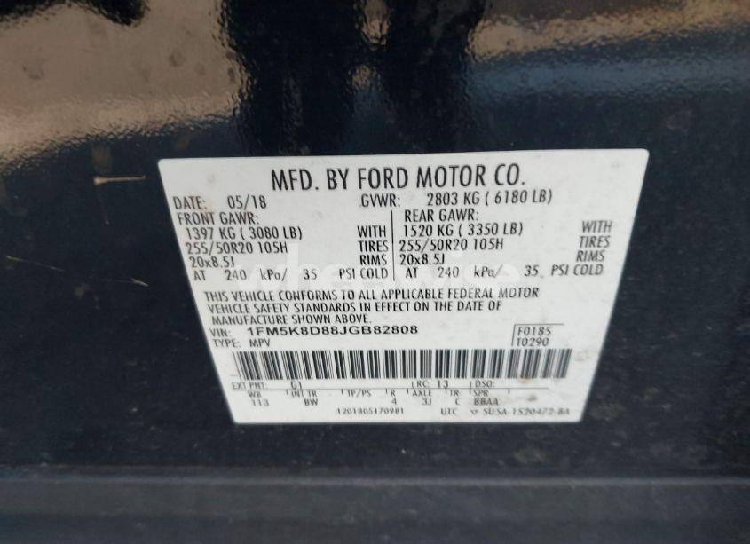 Photo 9 of 2018 Ford Explorer XLT (VIN 1FM5K8D88JGB82808)