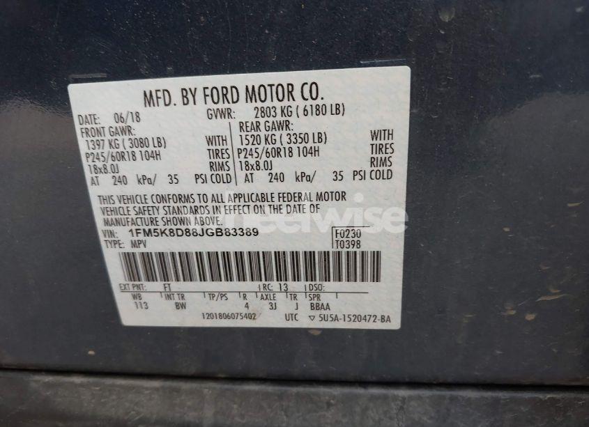 Photo 9 of 2018 Ford Explorer XLT (VIN 1FM5K8D88JGB83389)