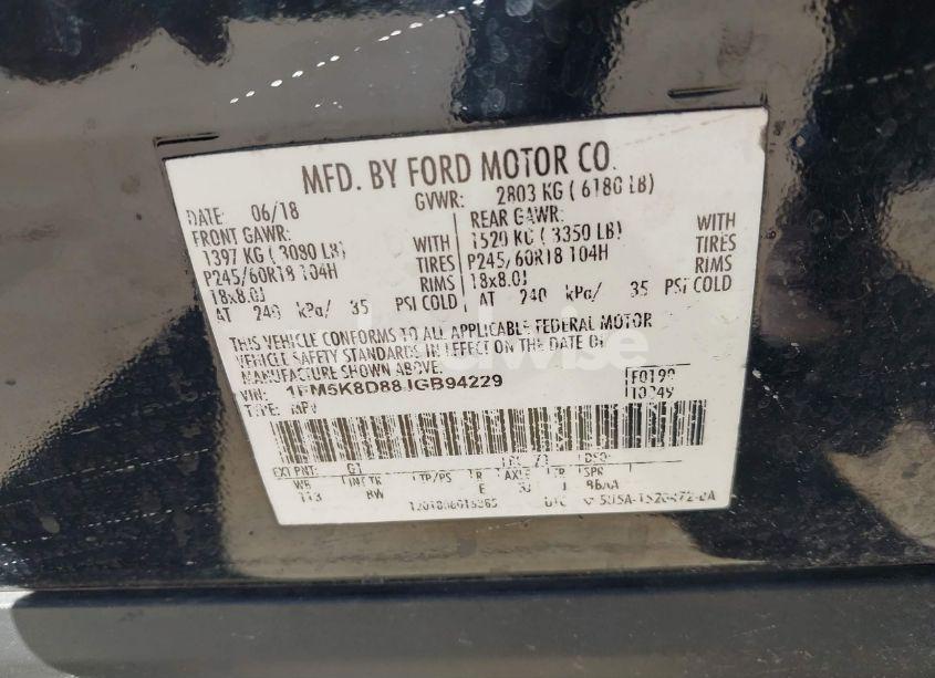 Photo 9 of 2018 Ford Explorer XLT (VIN 1FM5K8D88JGB94229)