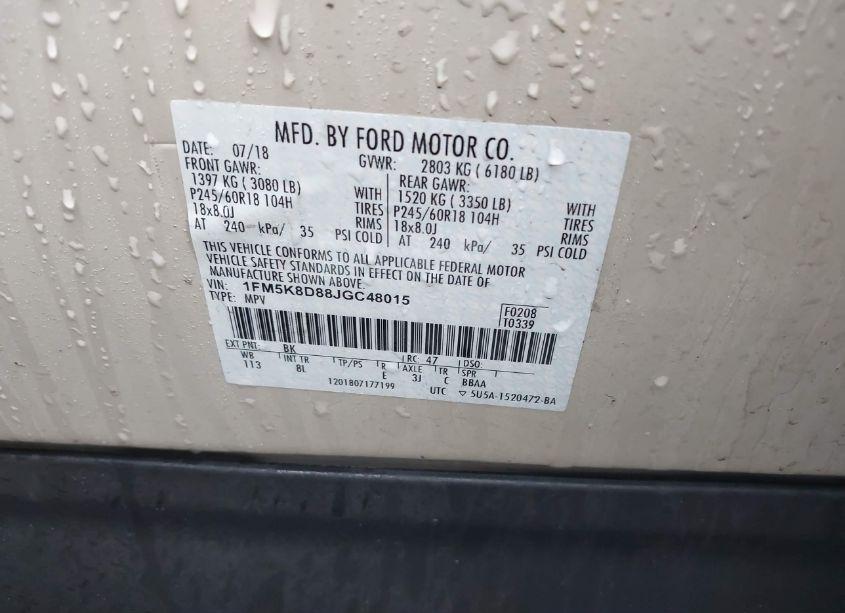 Photo 9 of 2018 Ford Explorer XLT (VIN 1FM5K8D88JGC48015)