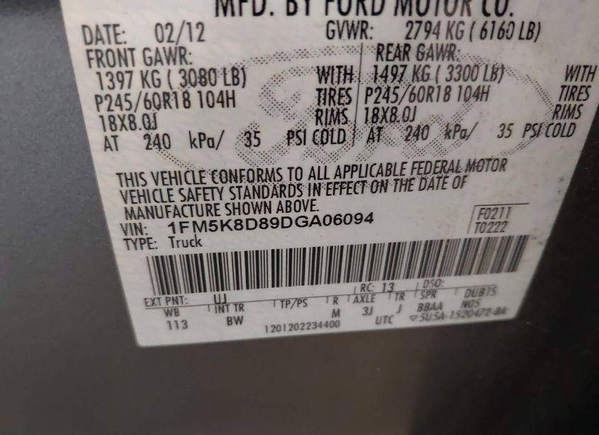 Photo 9 of 2013 Ford Explorer XLT (VIN 1FM5K8D89DGA06094)