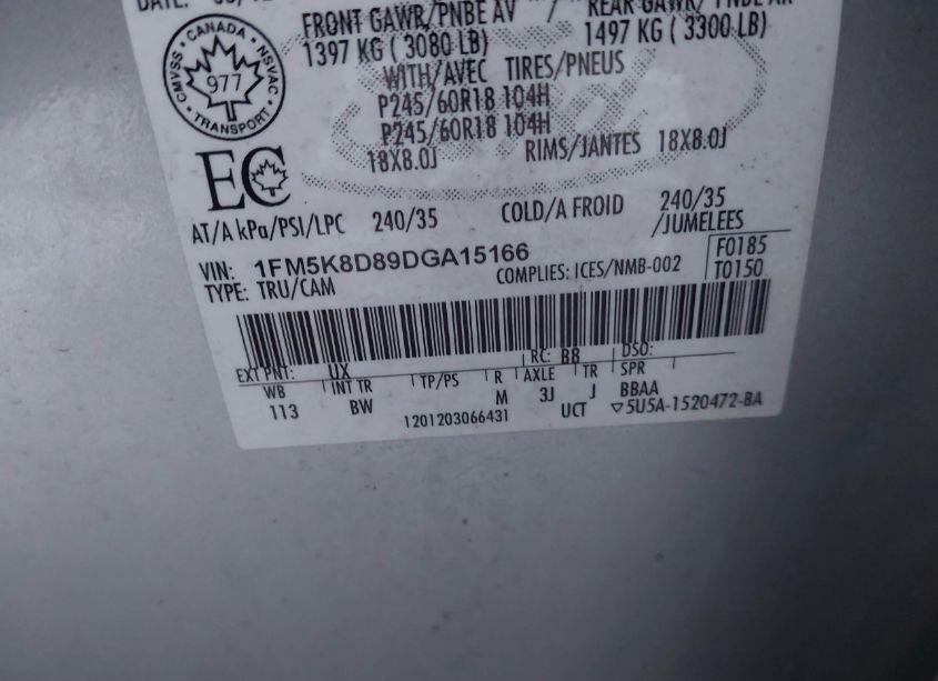 Photo 9 of 2013 Ford Explorer XLT (VIN 1FM5K8D89DGA15166)