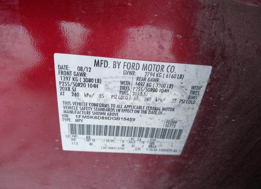 Photo 9 of 2013 Ford Explorer XLT (VIN 1FM5K8D89DGB15459)