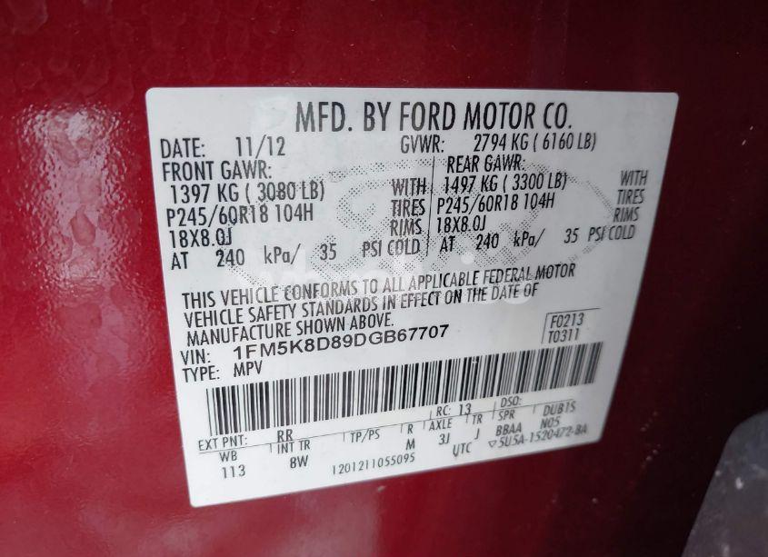 Photo 9 of 2013 Ford Explorer XLT (VIN 1FM5K8D89DGB67707)