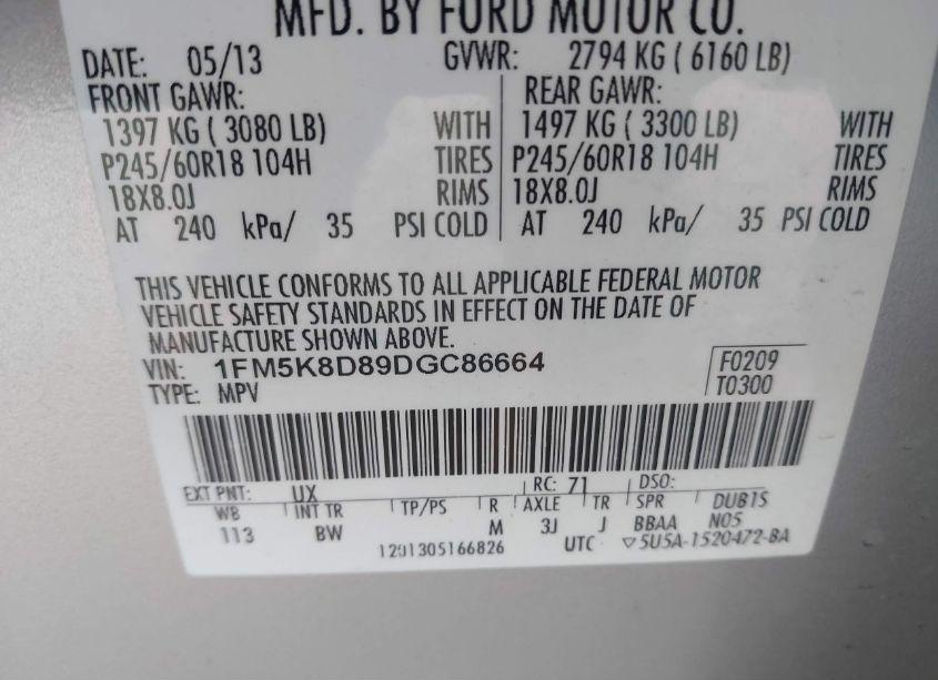 Photo 9 of 2013 Ford Explorer XLT (VIN 1FM5K8D89DGC86664)