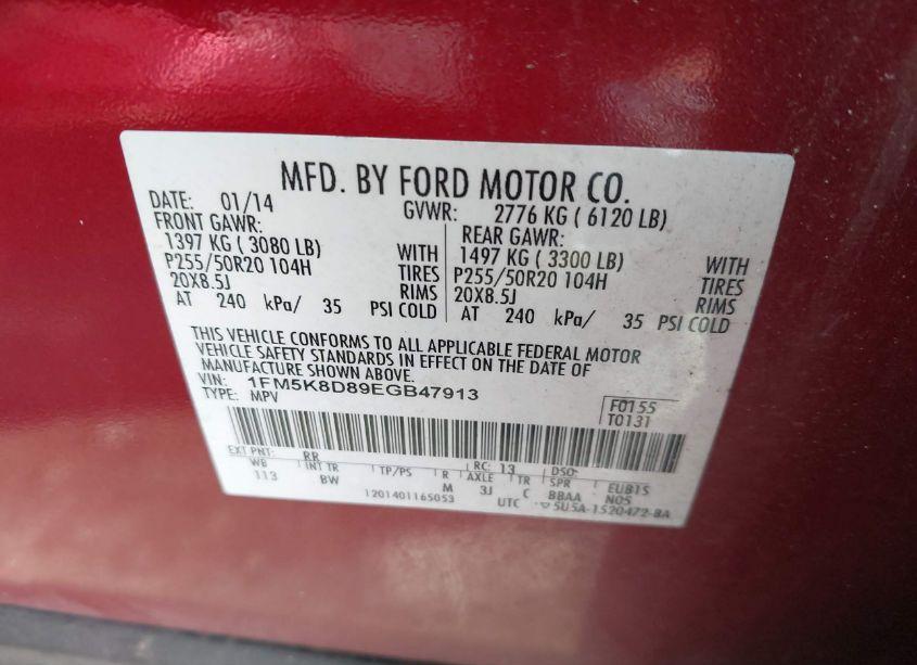 Photo 9 of 2014 Ford Explorer XLT (VIN 1FM5K8D89EGB47913)