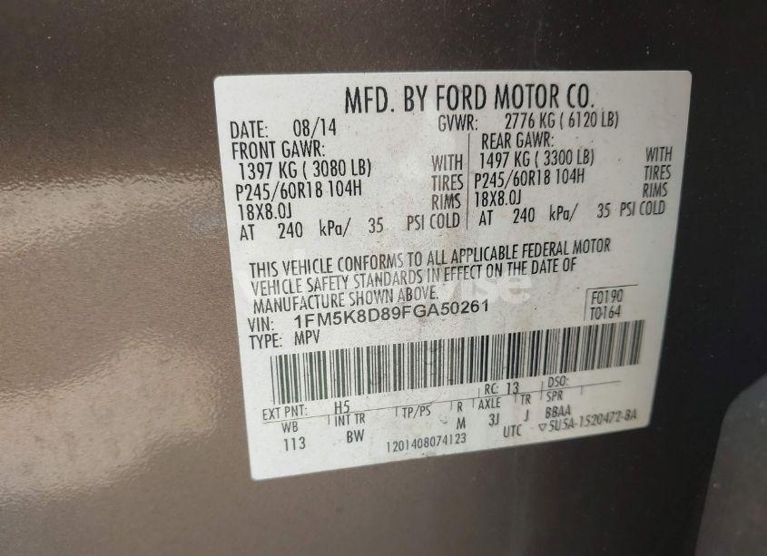 Photo 9 of 2015 Ford Explorer XLT (VIN 1FM5K8D89FGA50261)