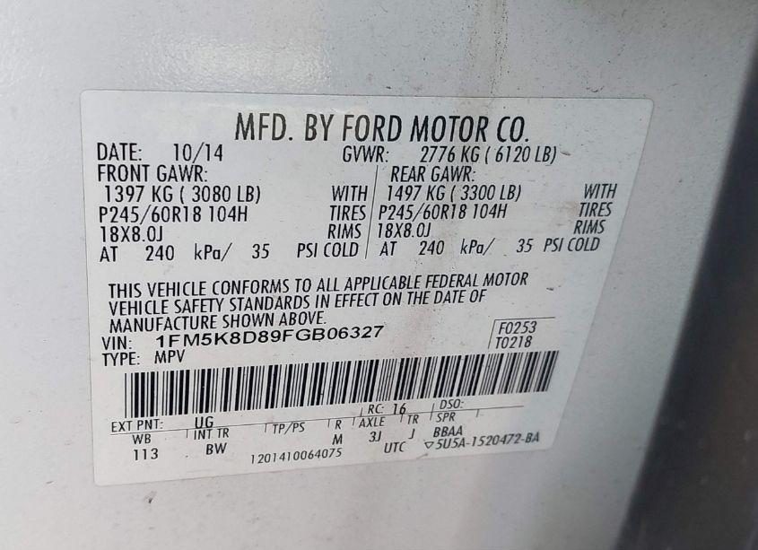 Photo 9 of 2015 Ford Explorer XLT (VIN 1FM5K8D89FGB06327)