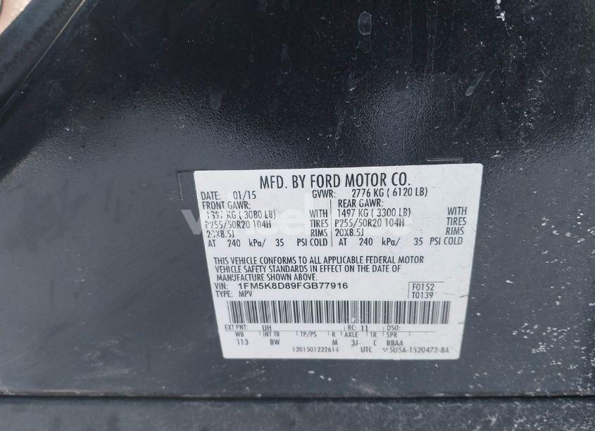 Photo 9 of 2015 Ford Explorer (VIN 1FM5K8D89FGB77916)