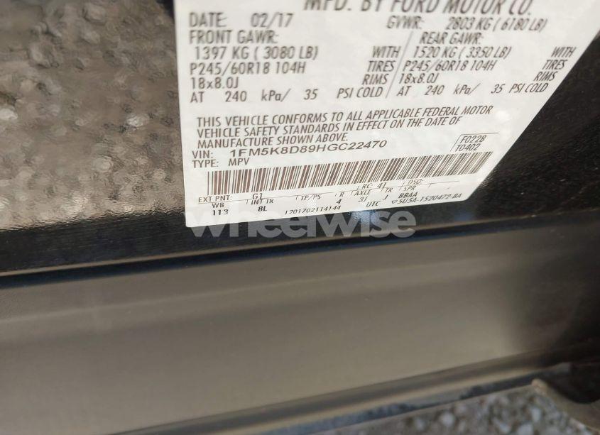 Photo 9 of 2017 Ford Explorer XLT (VIN 1FM5K8D89HGC22470)