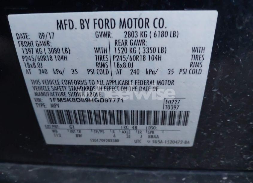 Photo 9 of 2017 Ford Explorer XLT (VIN 1FM5K8D89HGD97771)