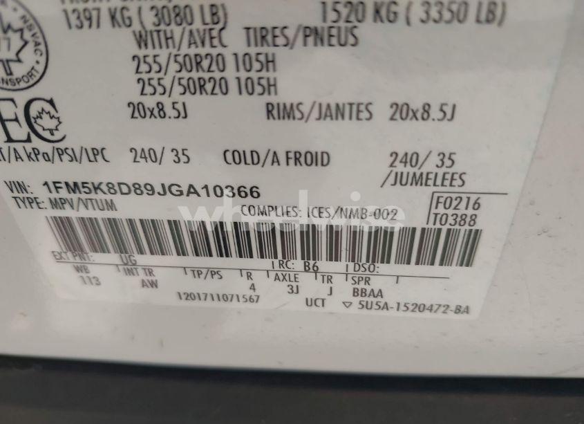 Photo 9 of 2018 Ford Explorer XLT (VIN 1FM5K8D89JGA10366)