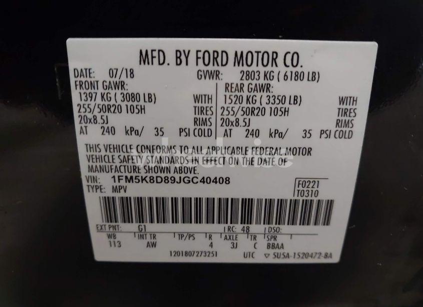 Photo 9 of 2018 Ford Explorer XLT (VIN 1FM5K8D89JGC40408)