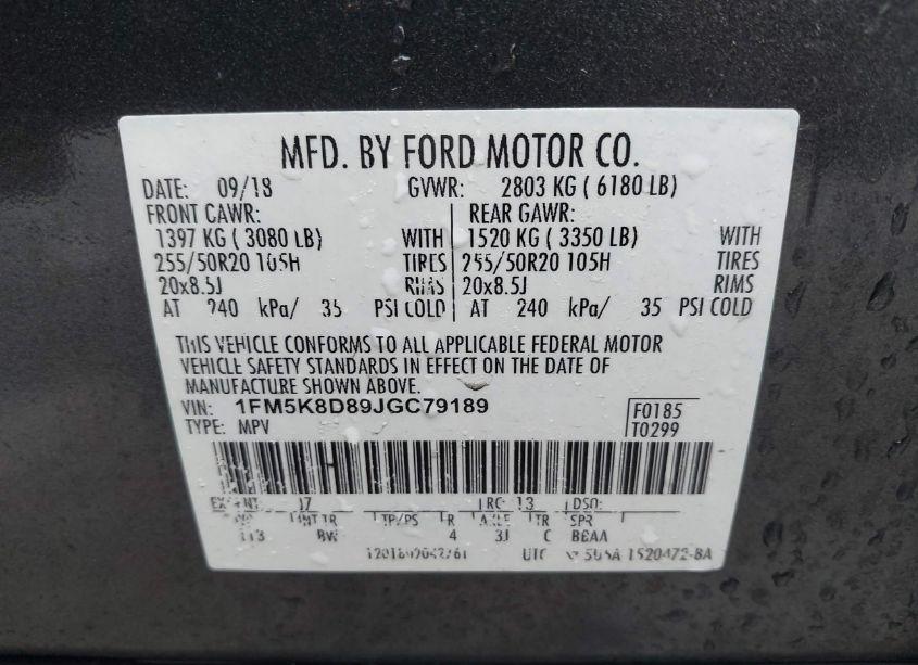 Photo 9 of 2018 Ford Explorer XLT (VIN 1FM5K8D89JGC79189)