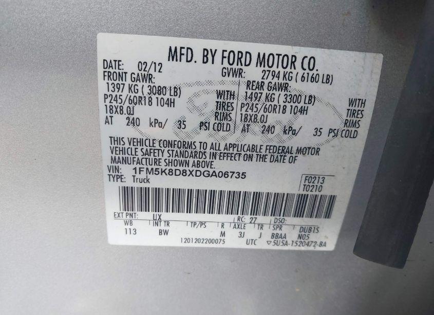 Photo 9 of 2013 Ford Explorer XLT (VIN 1FM5K8D8XDGA06735)