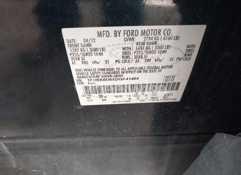 Photo 9 of 2013 Ford Explorer XLT (VIN 1FM5K8D8XDGA41484)