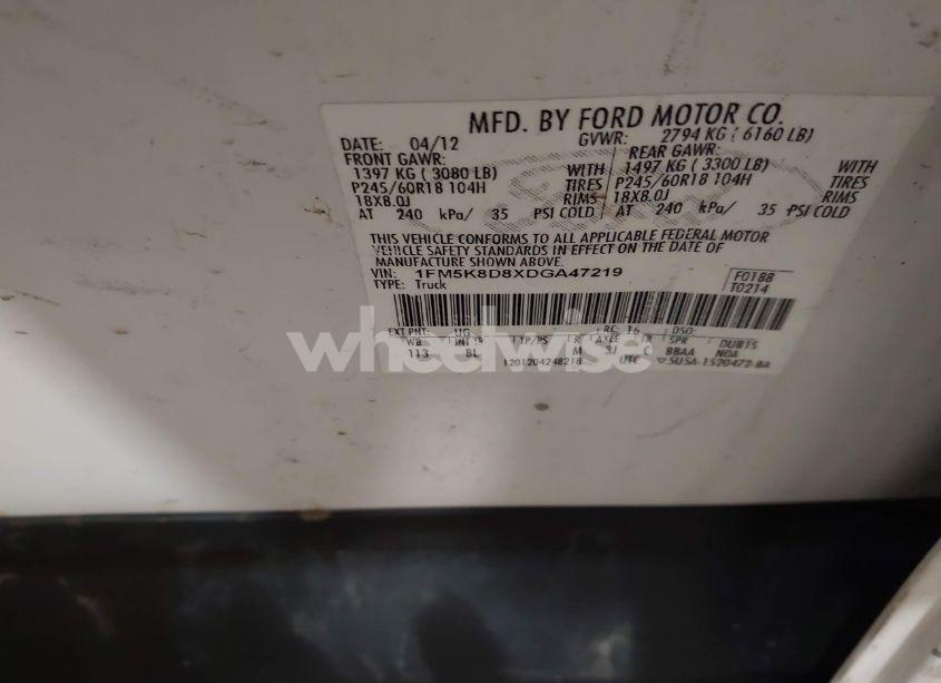 Photo 9 of 2013 Ford Explorer XLT (VIN 1FM5K8D8XDGA47219)