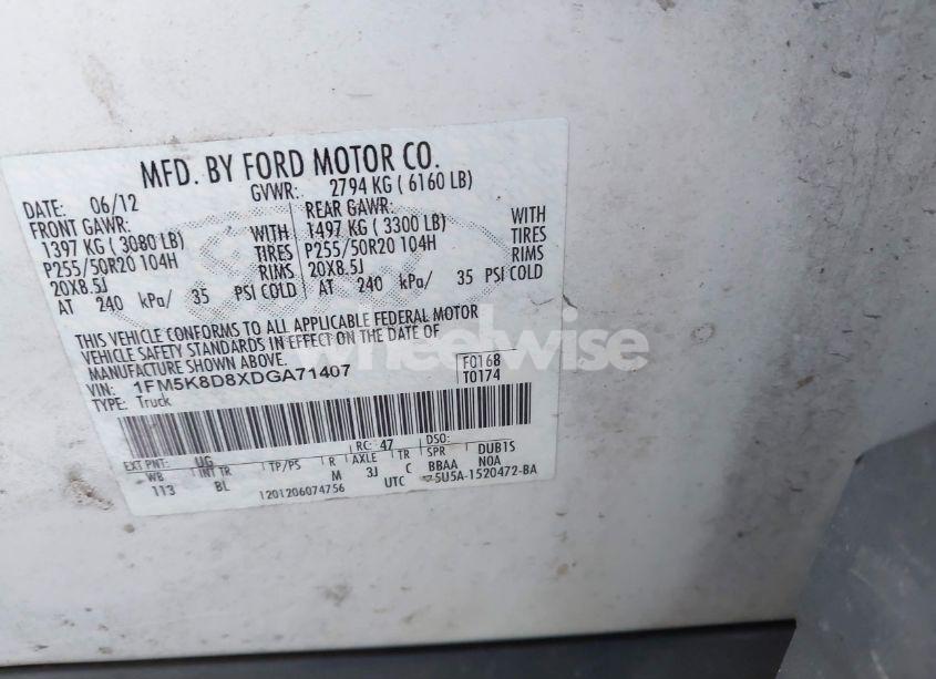 Photo 9 of 2013 Ford Explorer XLT (VIN 1FM5K8D8XDGA71407)