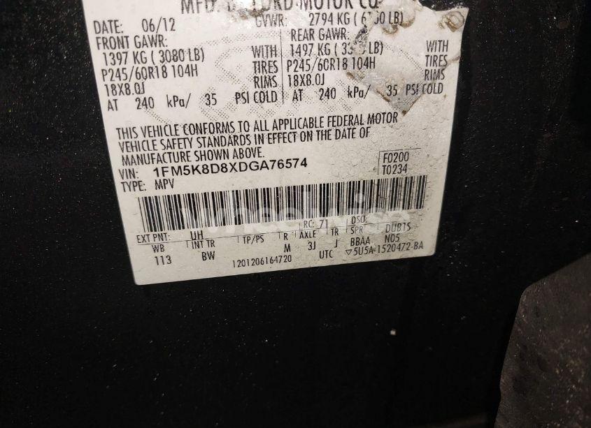 Photo 9 of 2013 Ford Explorer XLT (VIN 1FM5K8D8XDGA76574)