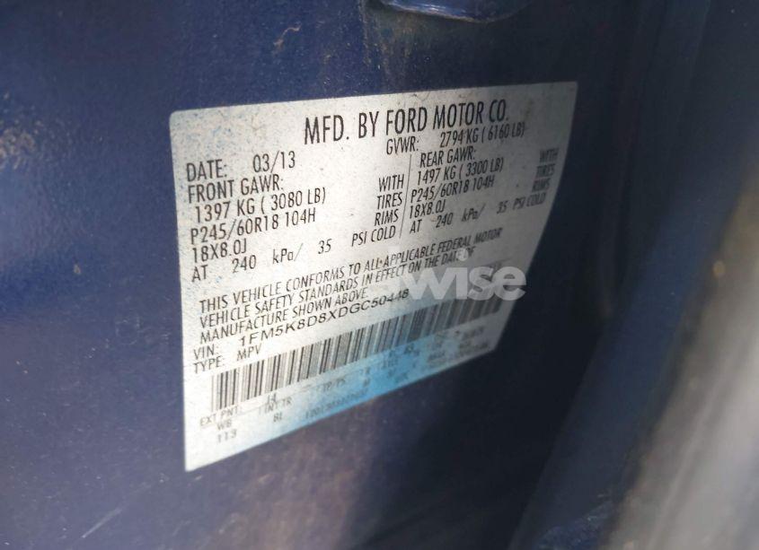 Photo 9 of 2013 Ford Explorer XLT (VIN 1FM5K8D8XDGC50448)