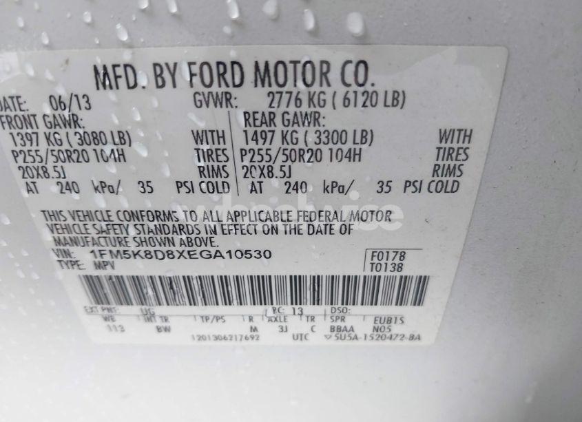 Photo 9 of 2014 Ford Explorer XLT (VIN 1FM5K8D8XEGA10530)