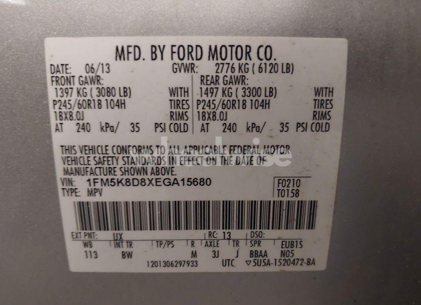 Photo 9 of 2014 Ford Explorer XLT (VIN 1FM5K8D8XEGA15680)