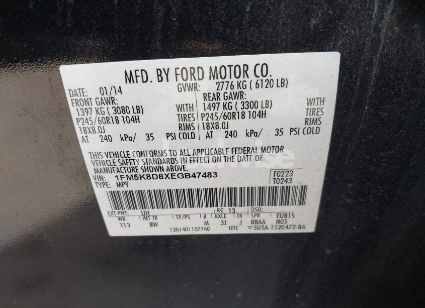 Photo 9 of 2014 Ford Explorer XLT (VIN 1FM5K8D8XEGB47483)