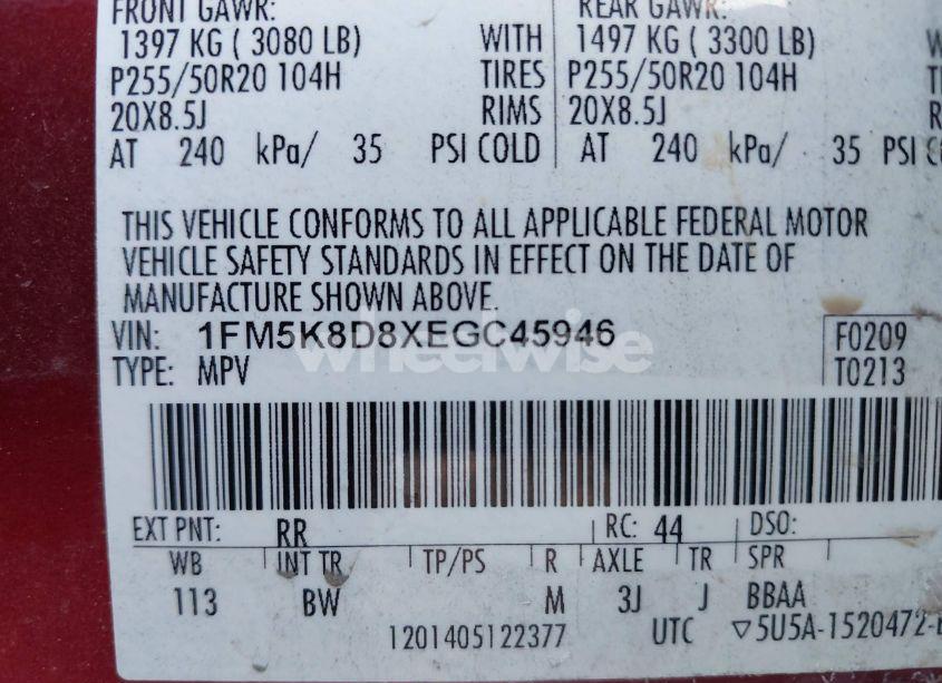 Photo 9 of 2014 Ford Explorer XLT (VIN 1FM5K8D8XEGC45946)