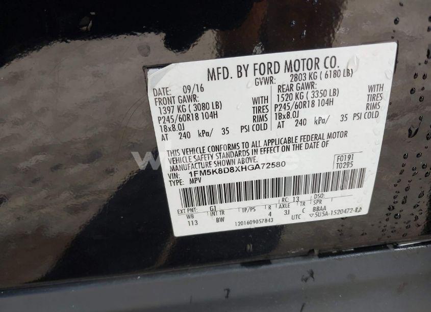 Photo 9 of 2017 Ford Explorer XLT (VIN 1FM5K8D8XHGA72580)