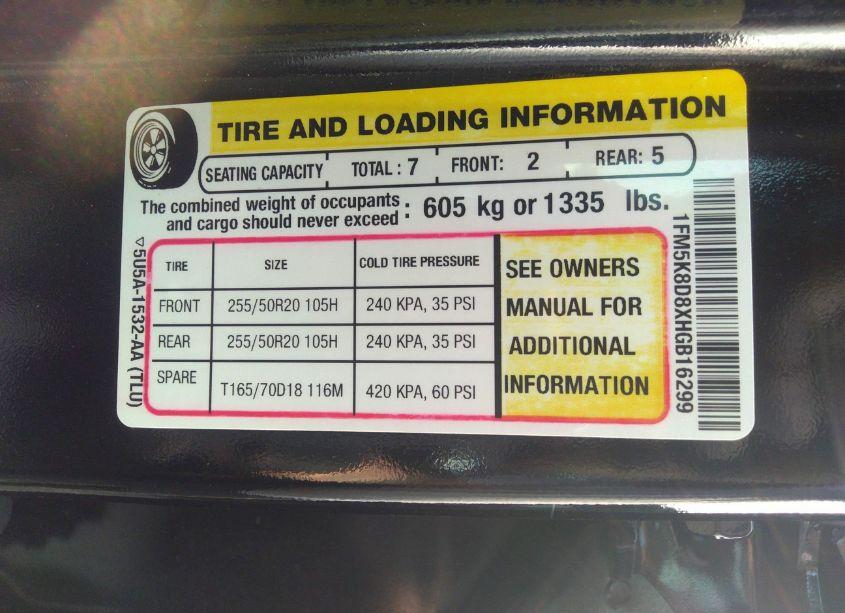 Photo 9 of 2017 Ford Explorer XLT (VIN 1FM5K8D8XHGB16299)