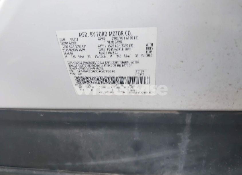 Photo 9 of 2017 Ford Explorer XLT (VIN 1FM5K8D8XHGC79616)